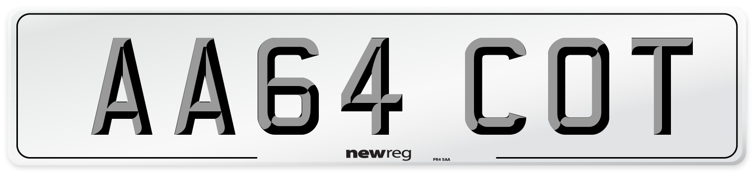 AA64 COT Number Plate from New Reg